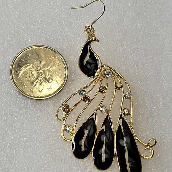 Black Peacock with Crystal Earrings - Picture 13 of 15